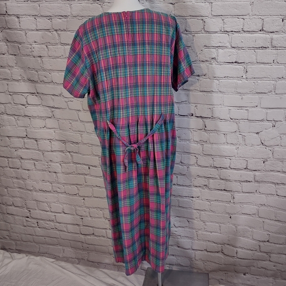 Vintage 2xl Plaid Cotton Dress 220 Hickory - Picture 4 of 7